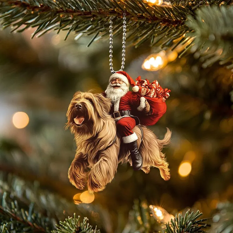 Happy Santa and Dog Ornament