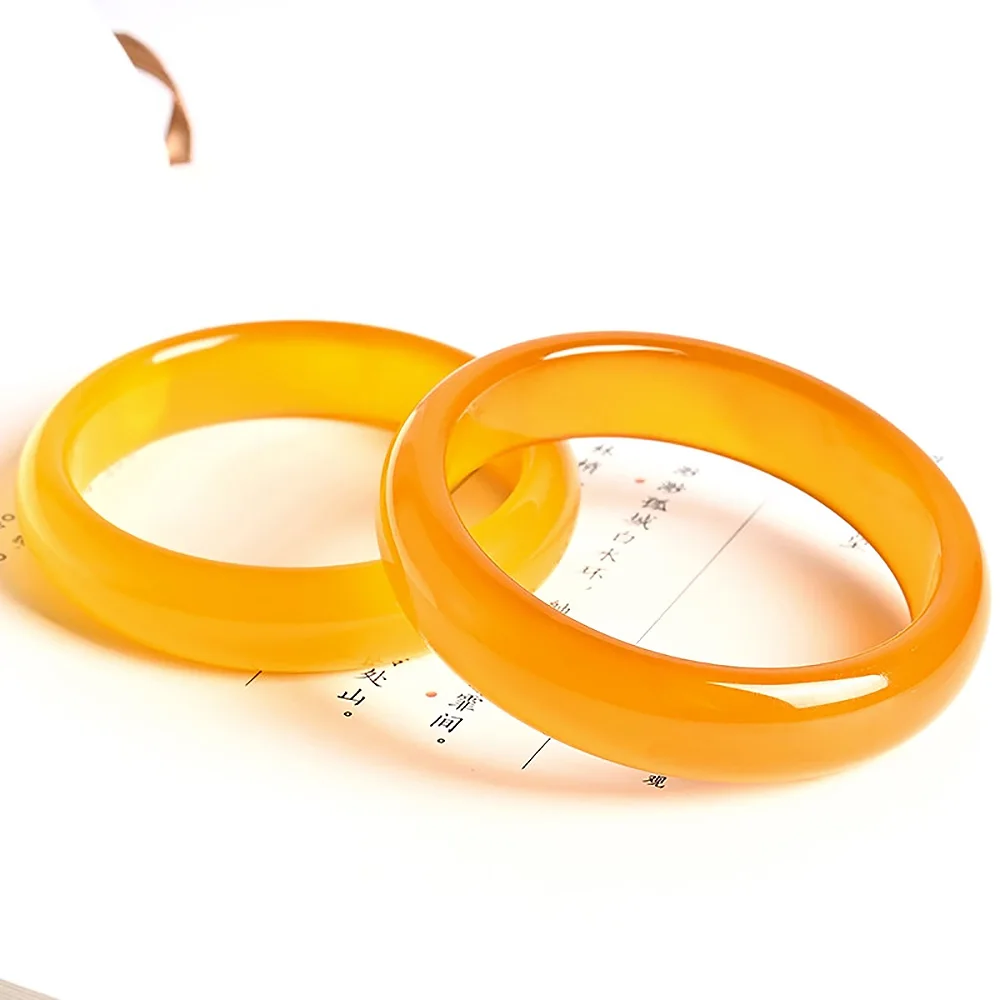 Jade Bracelet Natural Charm Jadeite Yellow Agate Bangle Round Handring For Women Fine Jewelry Holiday Gifts Fashion Accessories