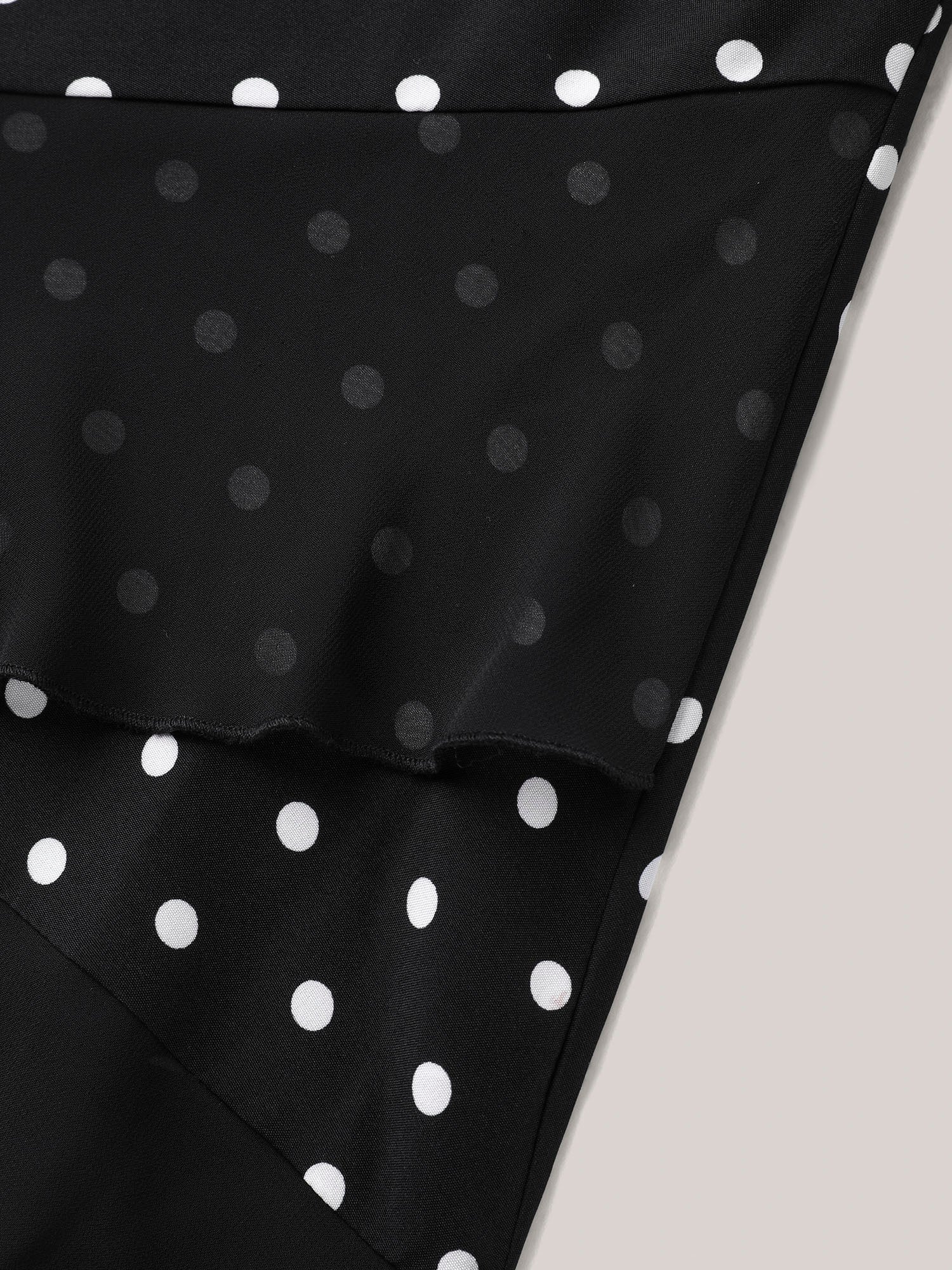 Polka Dots Spliced Ruffled Hem Shirt
