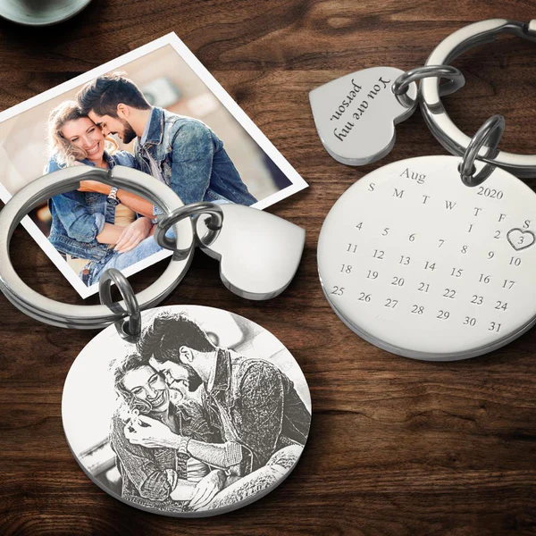 Custom Photo Calendar Spotify Keychain - Personalized Aluminum Keychain