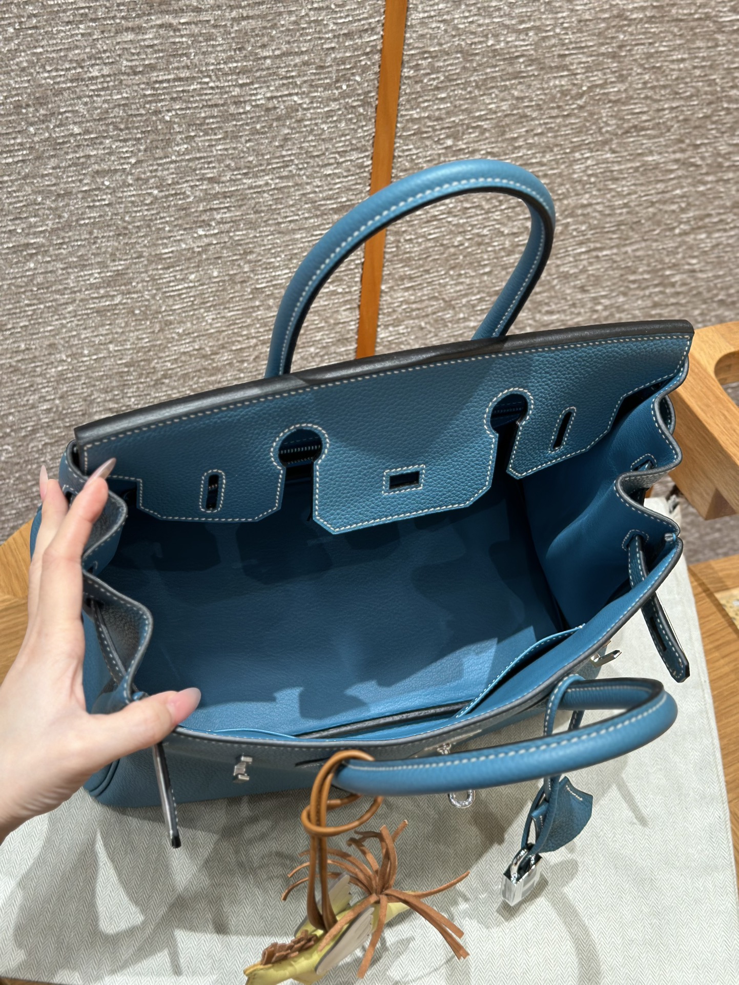 Hermès Birkin 75 Blue Jean Handbag (Handmade to Order)