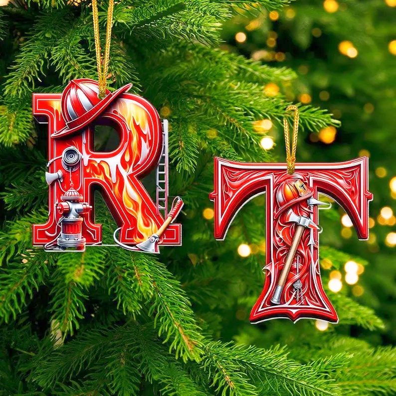 Personalized Alphabet Letter Firefighter Ornament