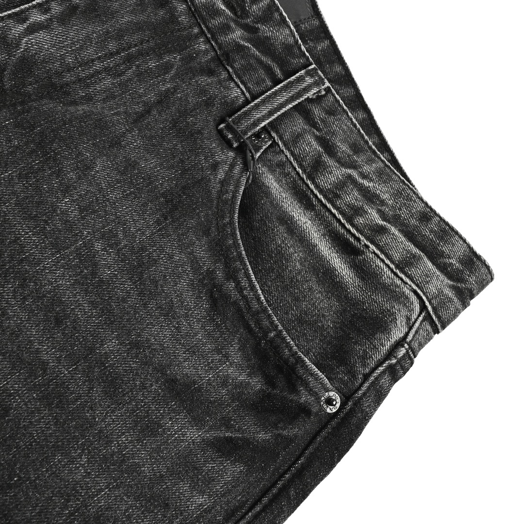 Prada 23Fw triangle logo embossed washed denim