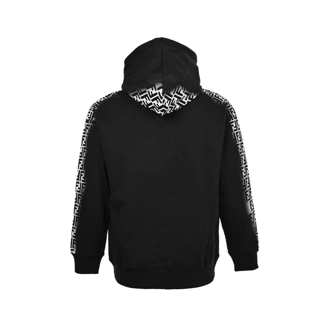 Fendi 24Fw hooded sweatshirt with embroidered letters on the chest and double F webbing on the side