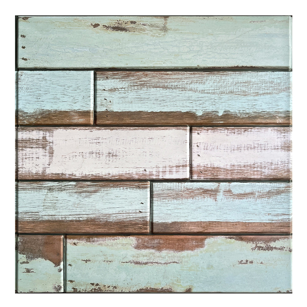 3D Vintage Green Shiplap Wood Peel and Stick Wall Tile