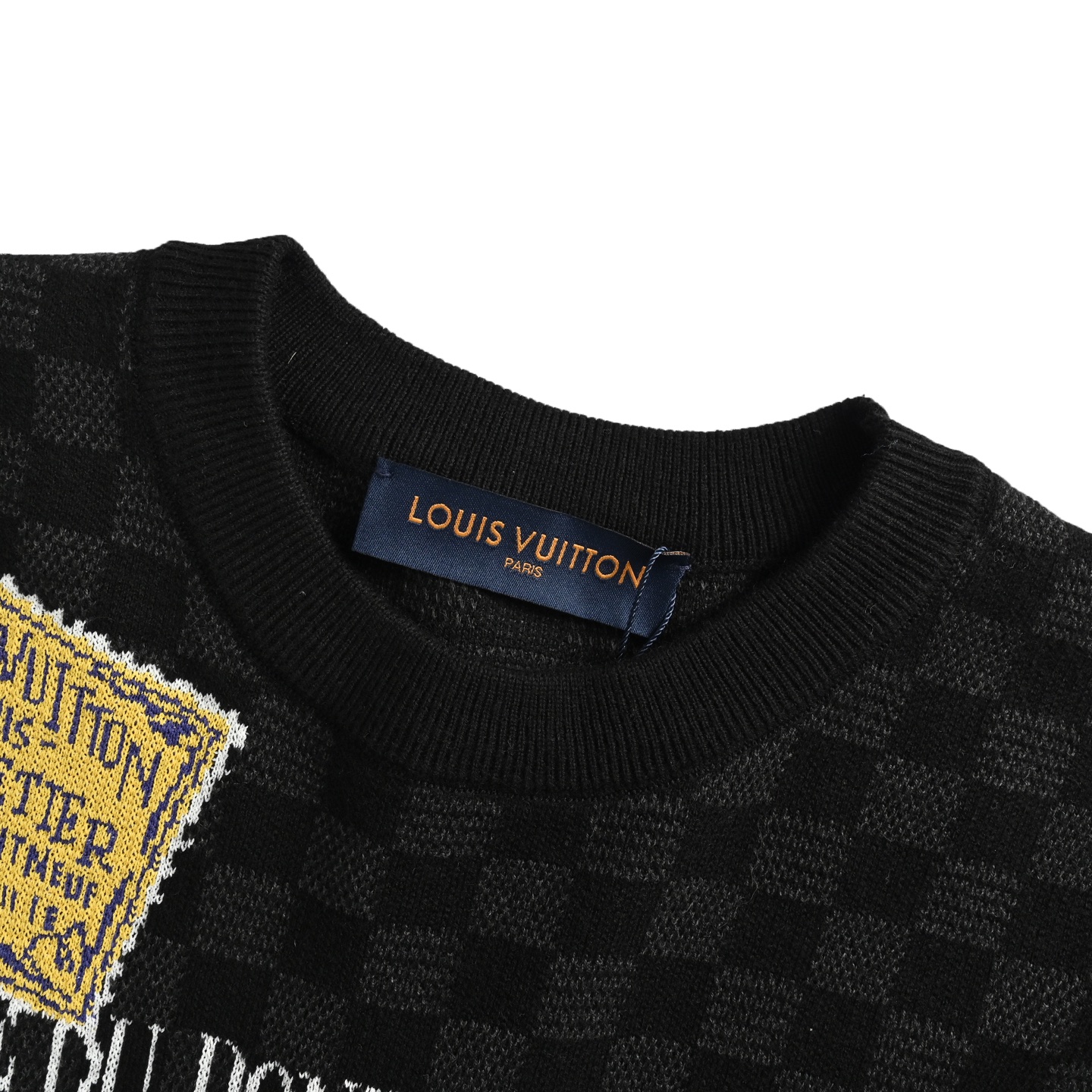 Louis Vuitton 25ss luggage tag checkerboard jacquard knit short sleeve