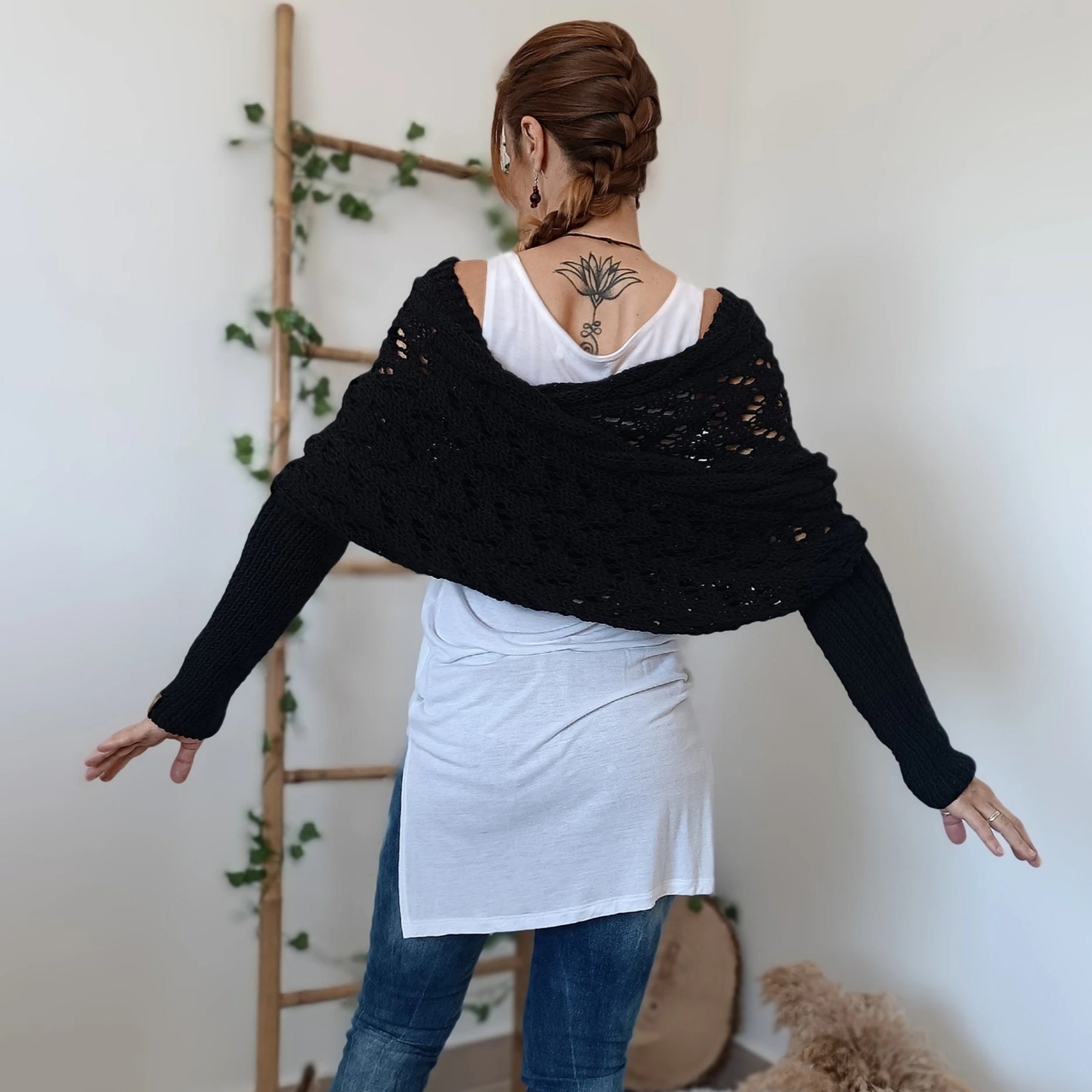 🏆Last Day 49% OFF⚡Scarf With Sleeves, Knitted Cable Wrap