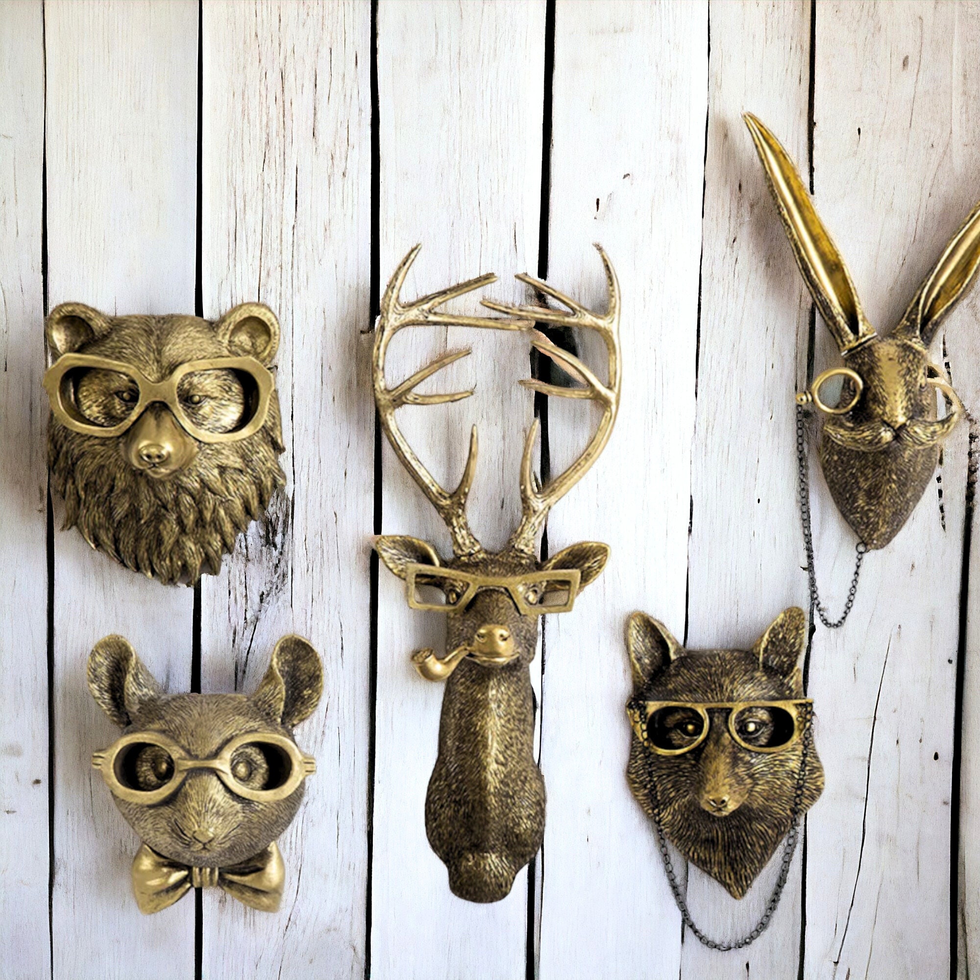 ON SALE🔥Bronze Animal Head Figurine, Animals Wall Decor