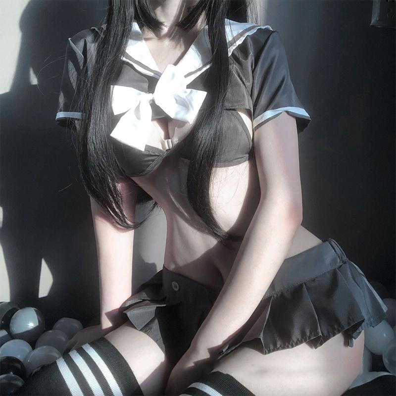 Uniform School Sailor Collar Bow Lingerie Skirt Set
