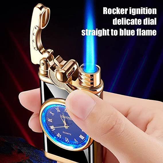 🔥Father's Day Sale-[SAVE 65% OFF]-2 in 1 Lighter with Electronic Watch Creative Dial Rocker Arm Inflatable Windproof Blue Flame Lighter-BUY 2 GET 10% OFF & FREE SHIPPING