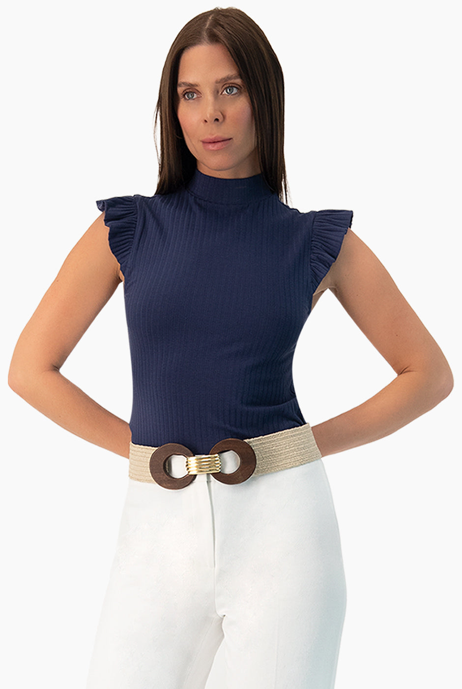 Blusa de cuello alto marino