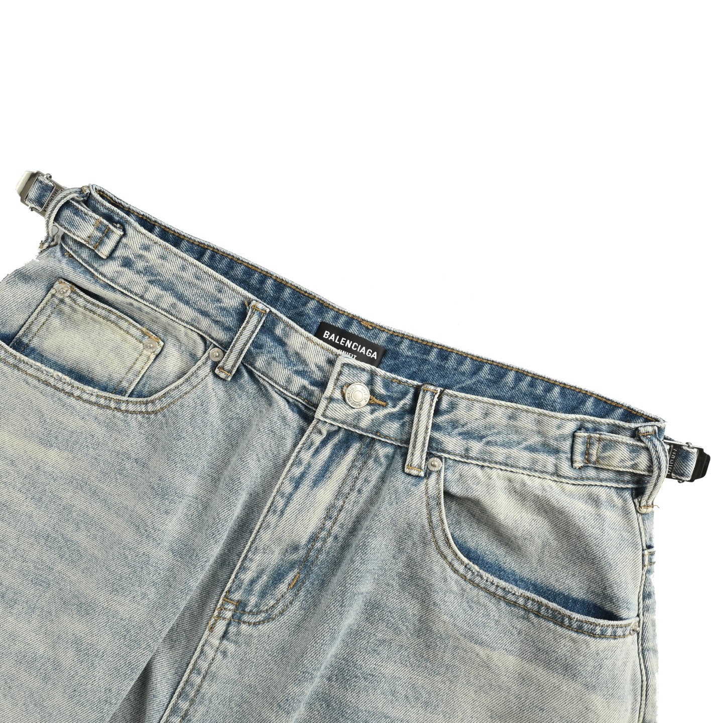 Balenciaga 24ss distressed fringe hem denim shorts