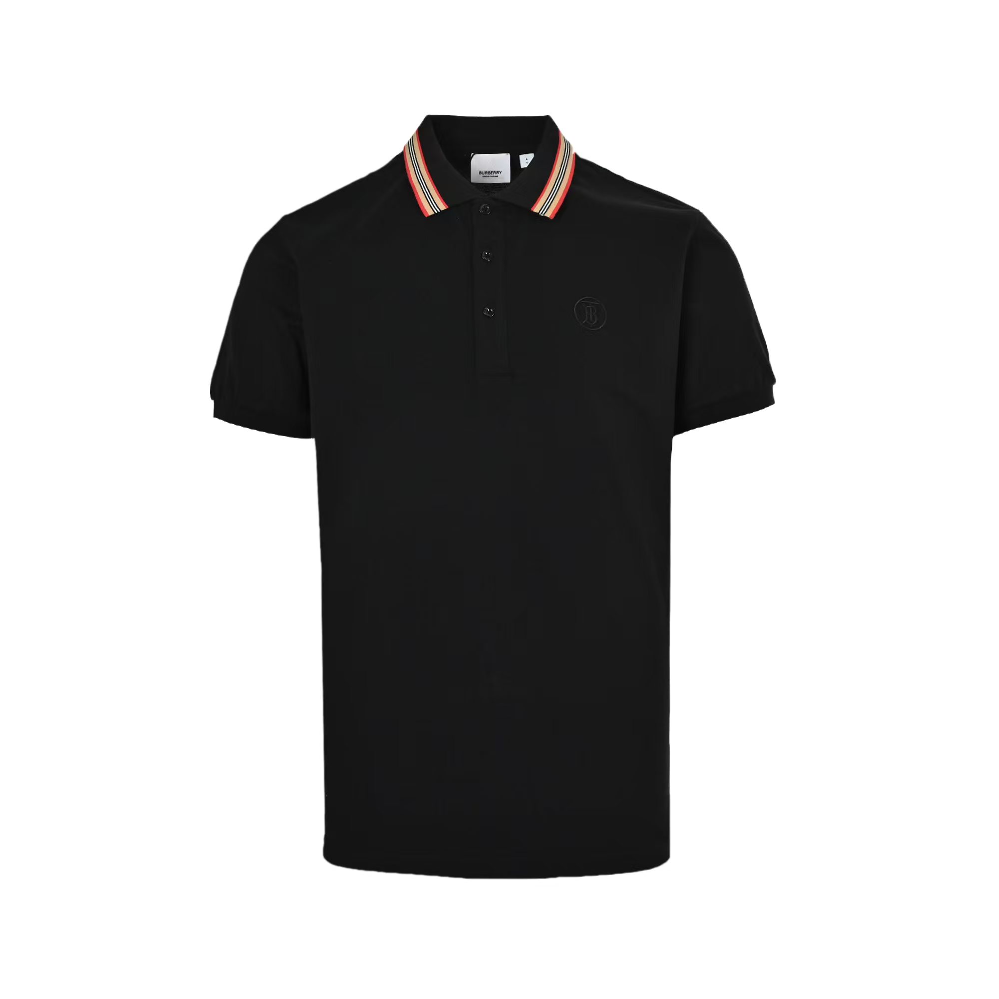 Burberry Polo short sleeves with colorful stripe embroidery on the collar