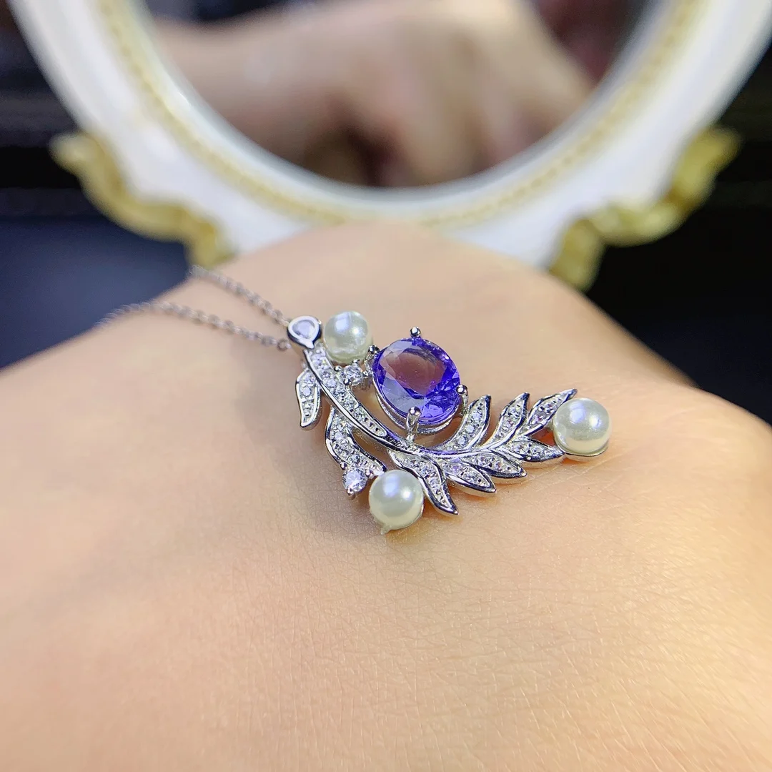 Natural Tanzanite Treasure Necklace 925 Silver Ladies Gem Crystal All Clean 925 Silver Free Shipping Jewelry Certified Boutique