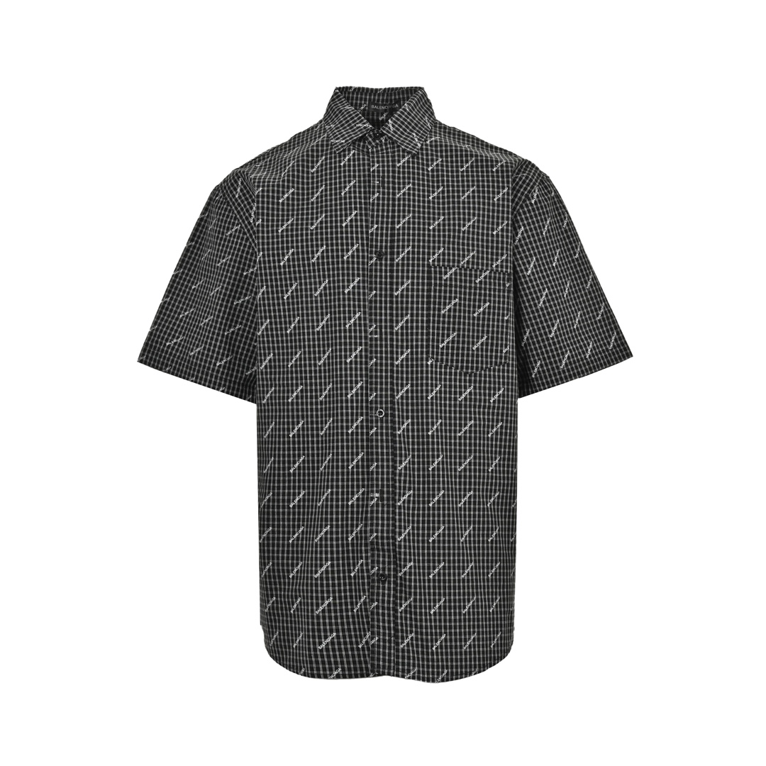 Balenciaga 24ss check bullet screen short sleeve shirt