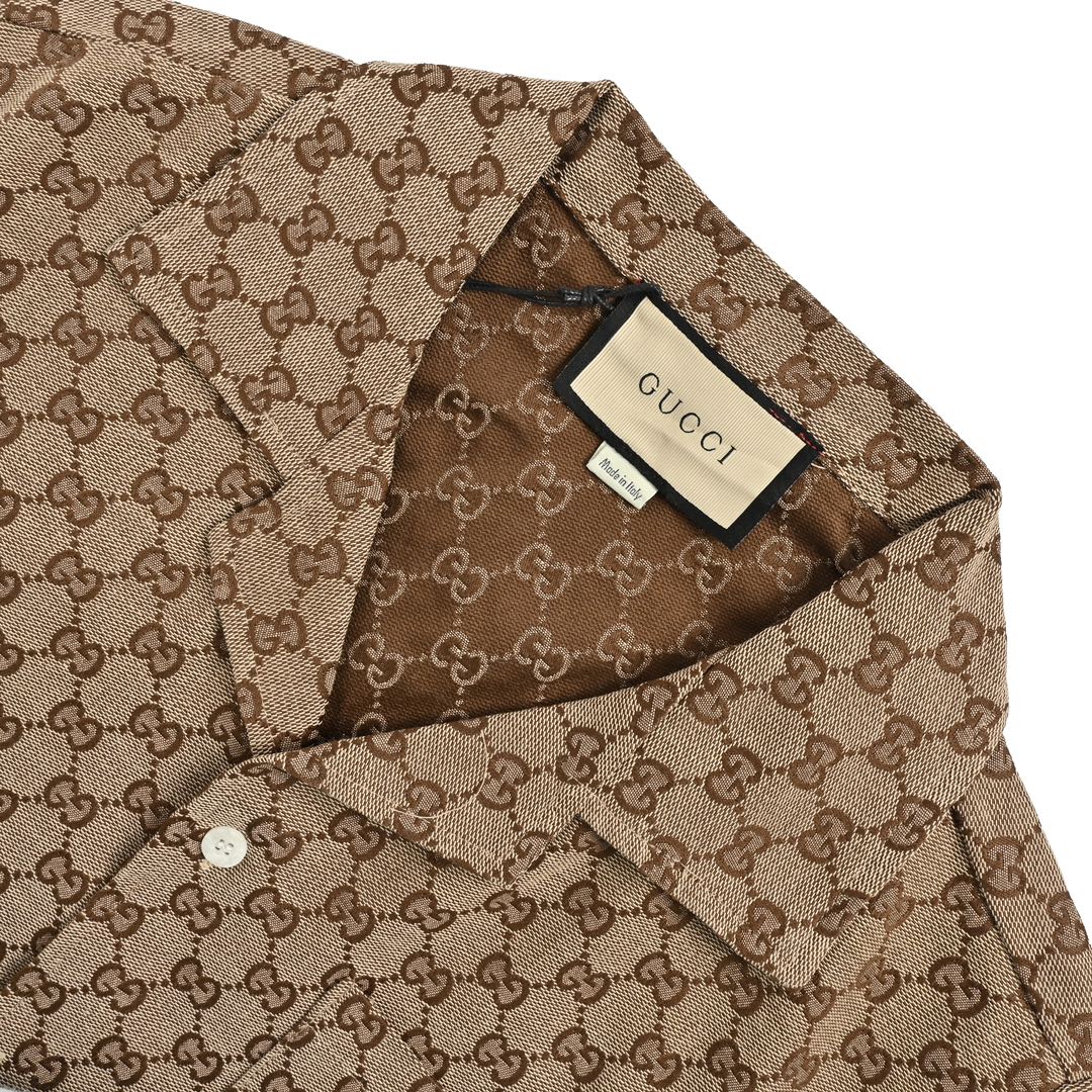 Gucci 24ss all over double G jacquard canvas short sleeve shirt