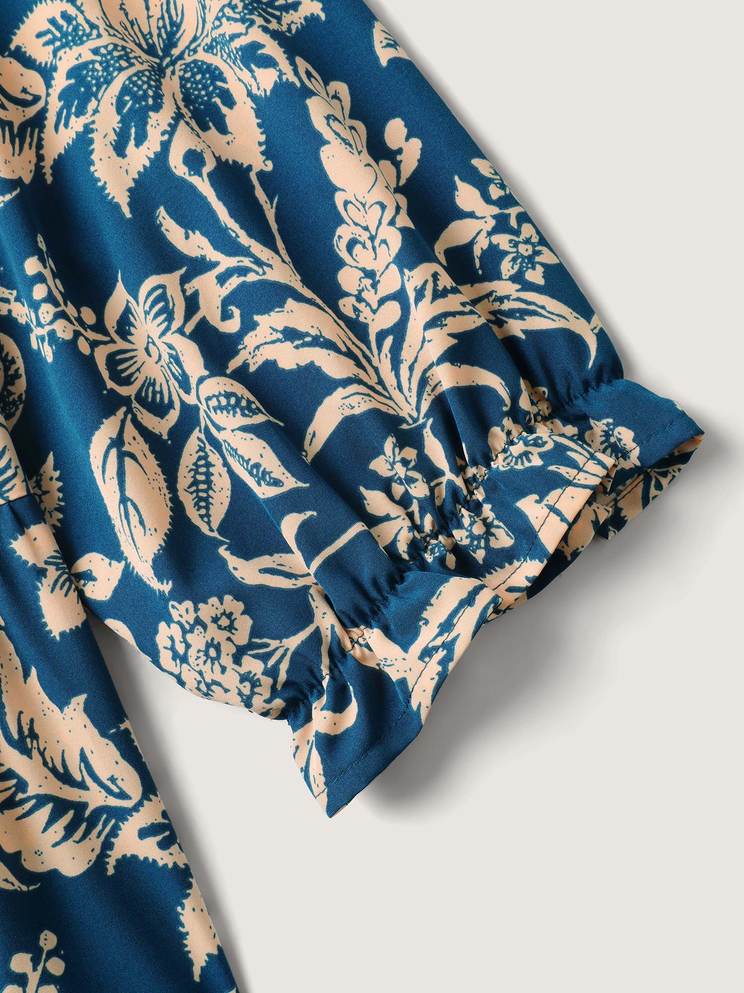 Boho Floral Drawstring Pockets Midi Dress