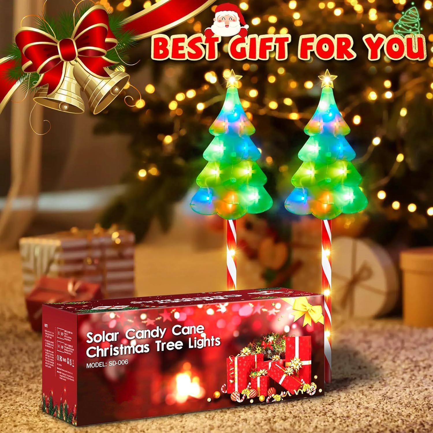 🎅2024 Christmas Promos🔥Colorful Solar Candy Cane Christmas Tree Lights with Bright 102 LED and 10 Modes