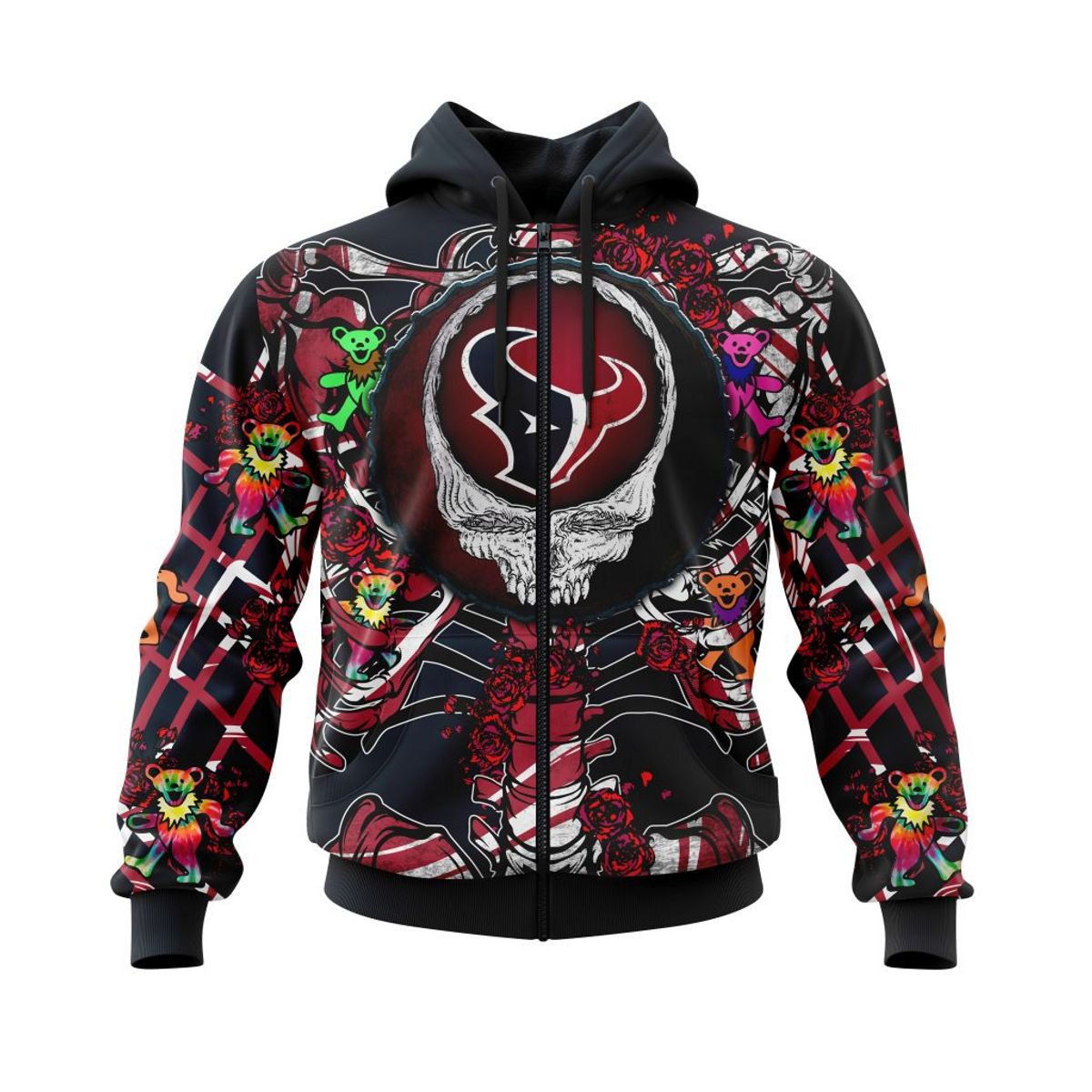 HOUSTON TEXANS 3D HOODIE MIX GRATEFUL DEAD