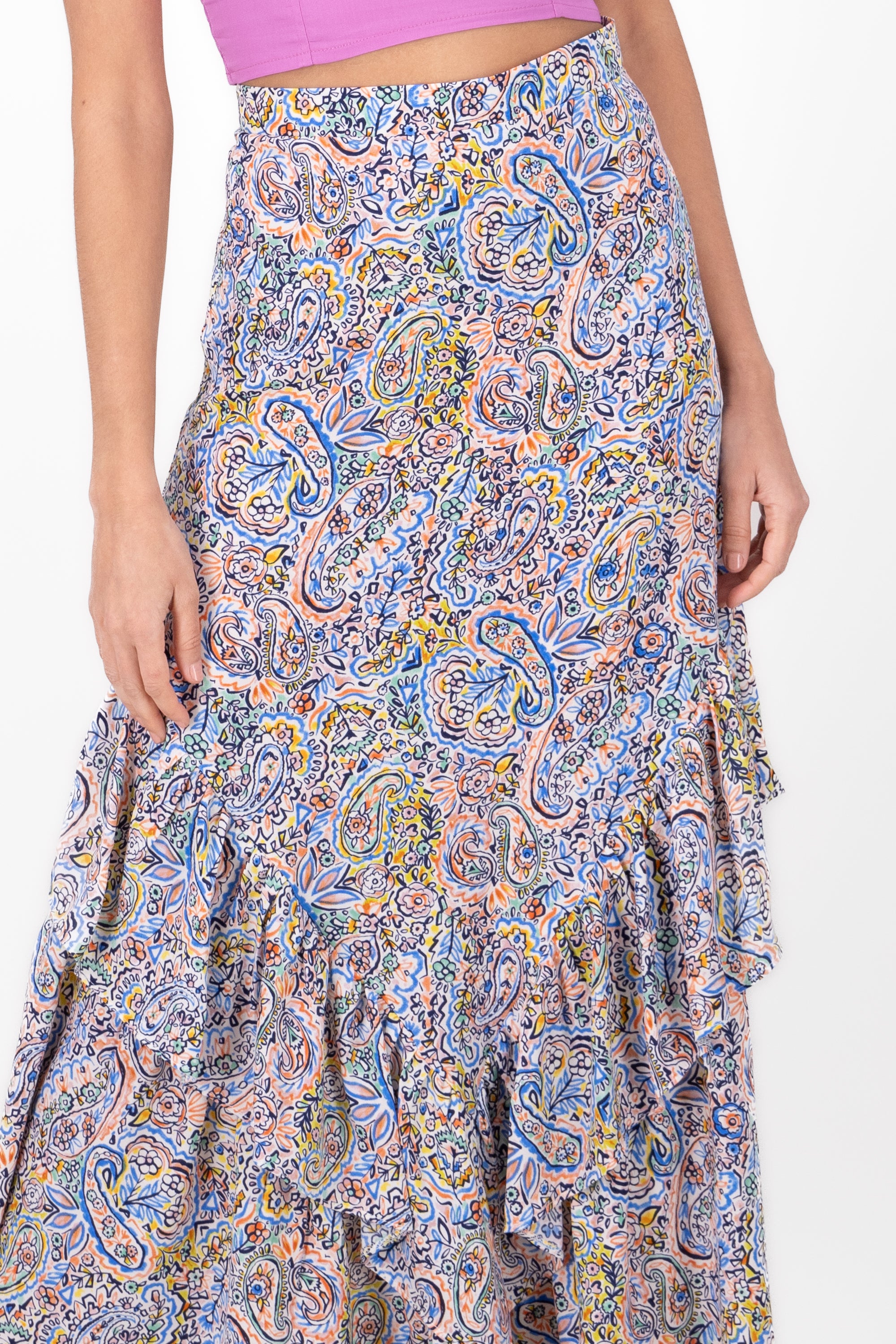 Printed Ruffle Layered Maxi Dress