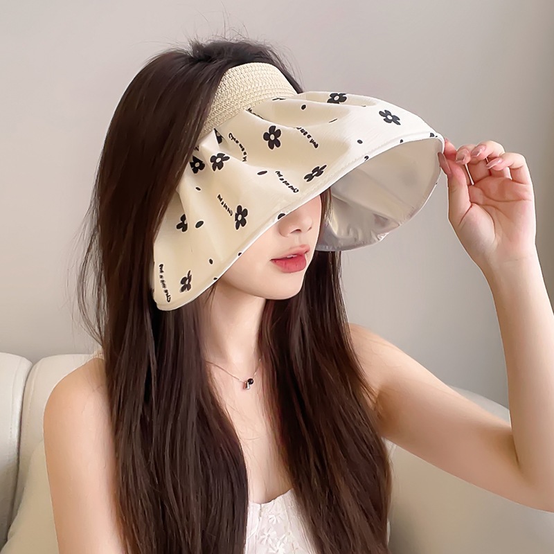 Summer outdoor sun protection silver rubber shell hollow cap can be folded to receive a variety of anti-uv beach hat