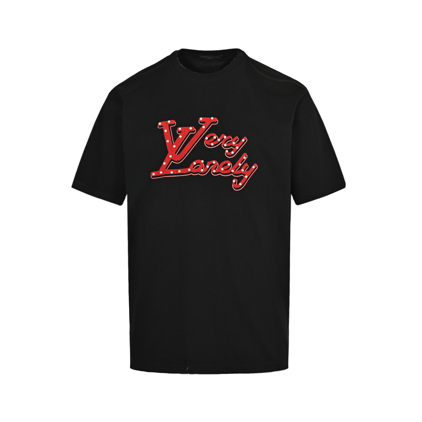 Louis Vuitton 25ss pearl flocked lettering short sleeve
