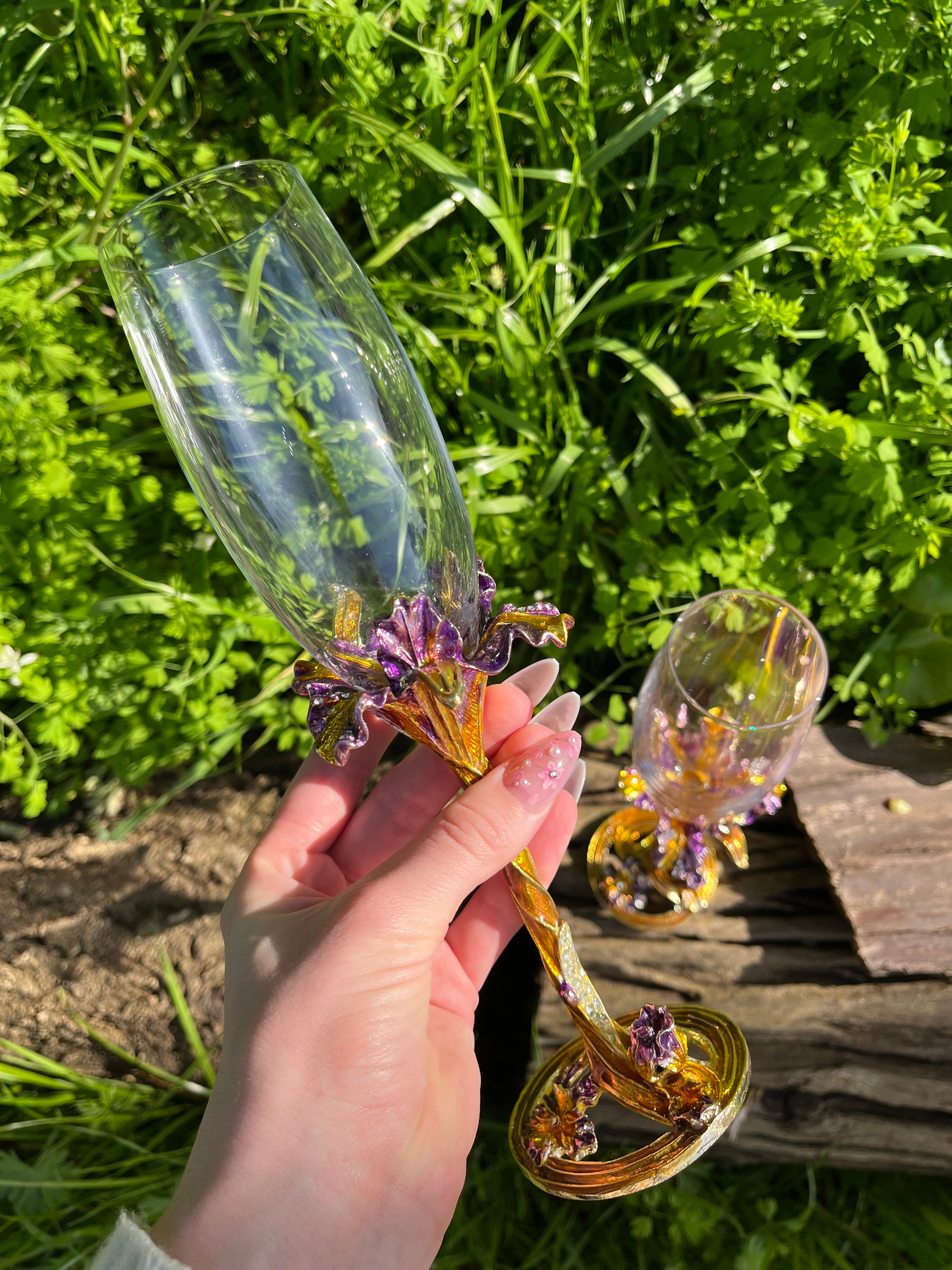 HOT SALE🔥Flower Metal Champagne Glass