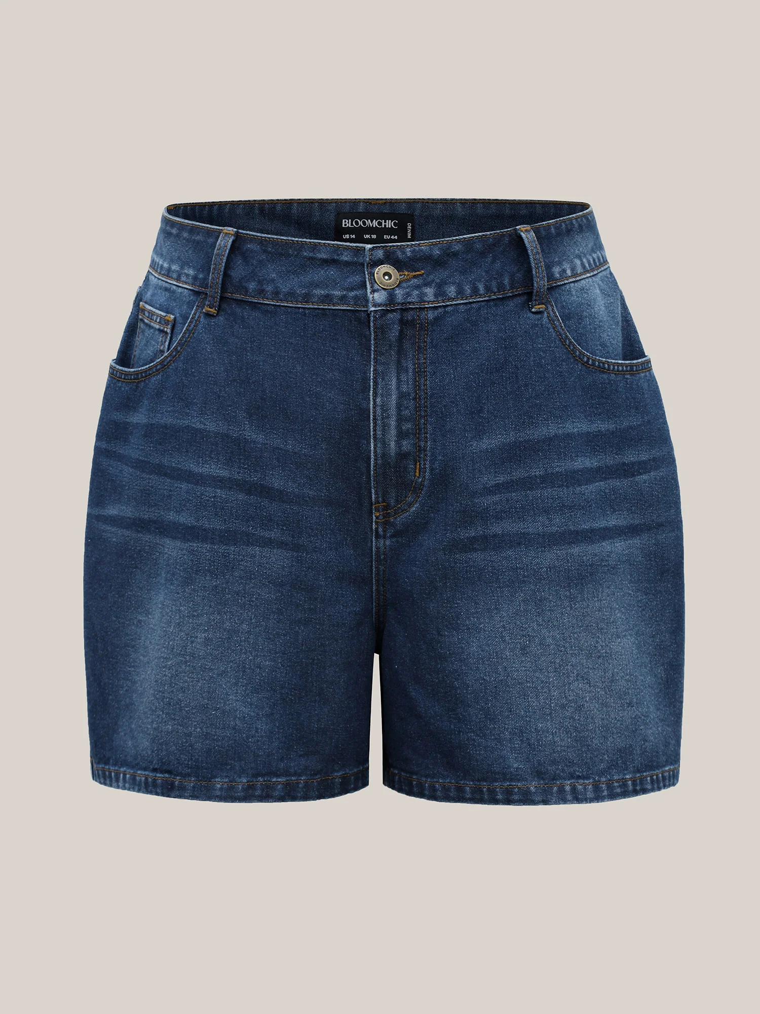 Faded Wash Straight-Leg Denim Shorts