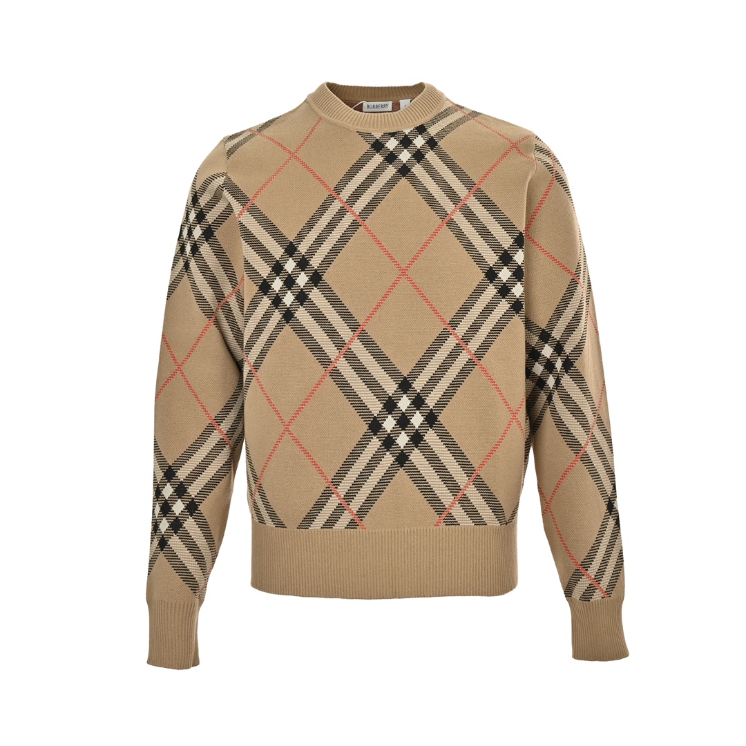 Burberry 24Fw diagonal check crew neck knitted sweater