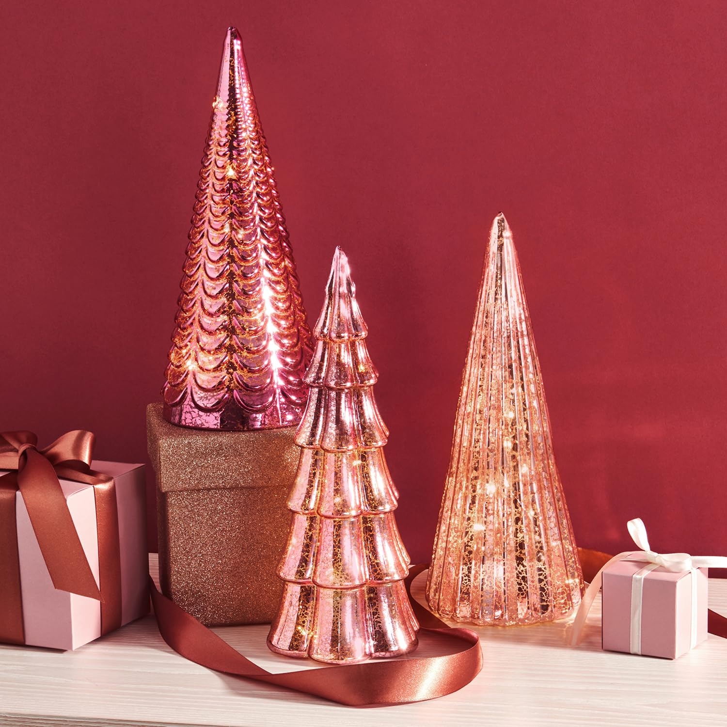 🎄LampTree Table Top Christmas Tree Decorations with Fairy Lights - Set of 3