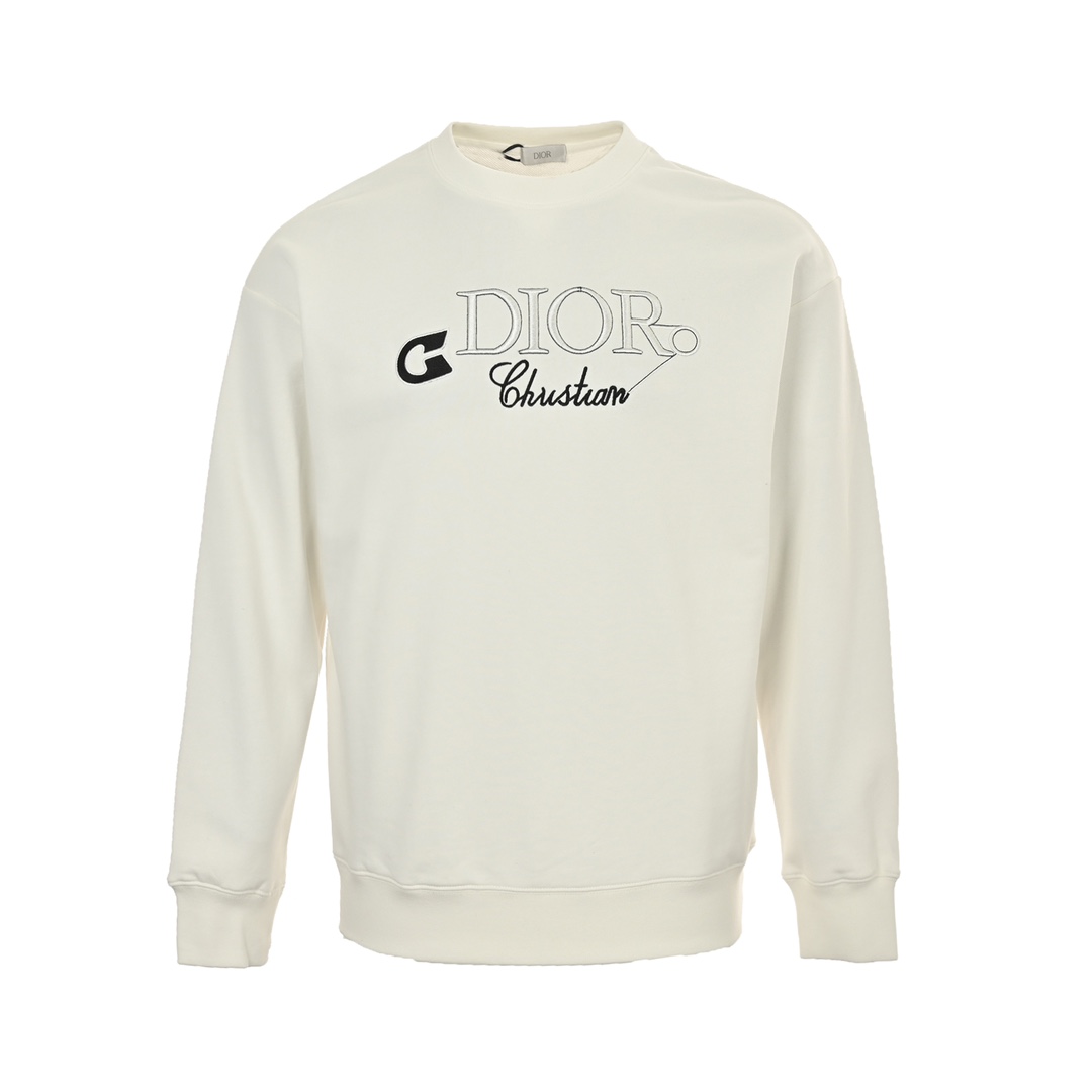 Dior 24Fw embroidered pin lettering crew neck sweatshirt