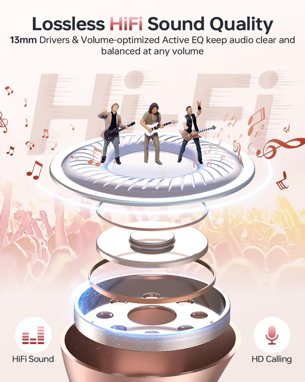 Wireless Earbuds, Bluetooth 5.3 Headphones 40Hrs Playtime with Charging Case, IPX5 Waterproof Stereo in-Ear Earphones with Microphone for iOS Android Cell Phone Sports Workout, Black