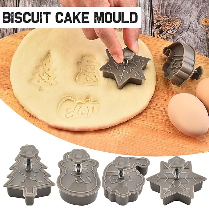🍪🍪4 Piece Christmas Cookie Plastic Spring Cookie Mold Set