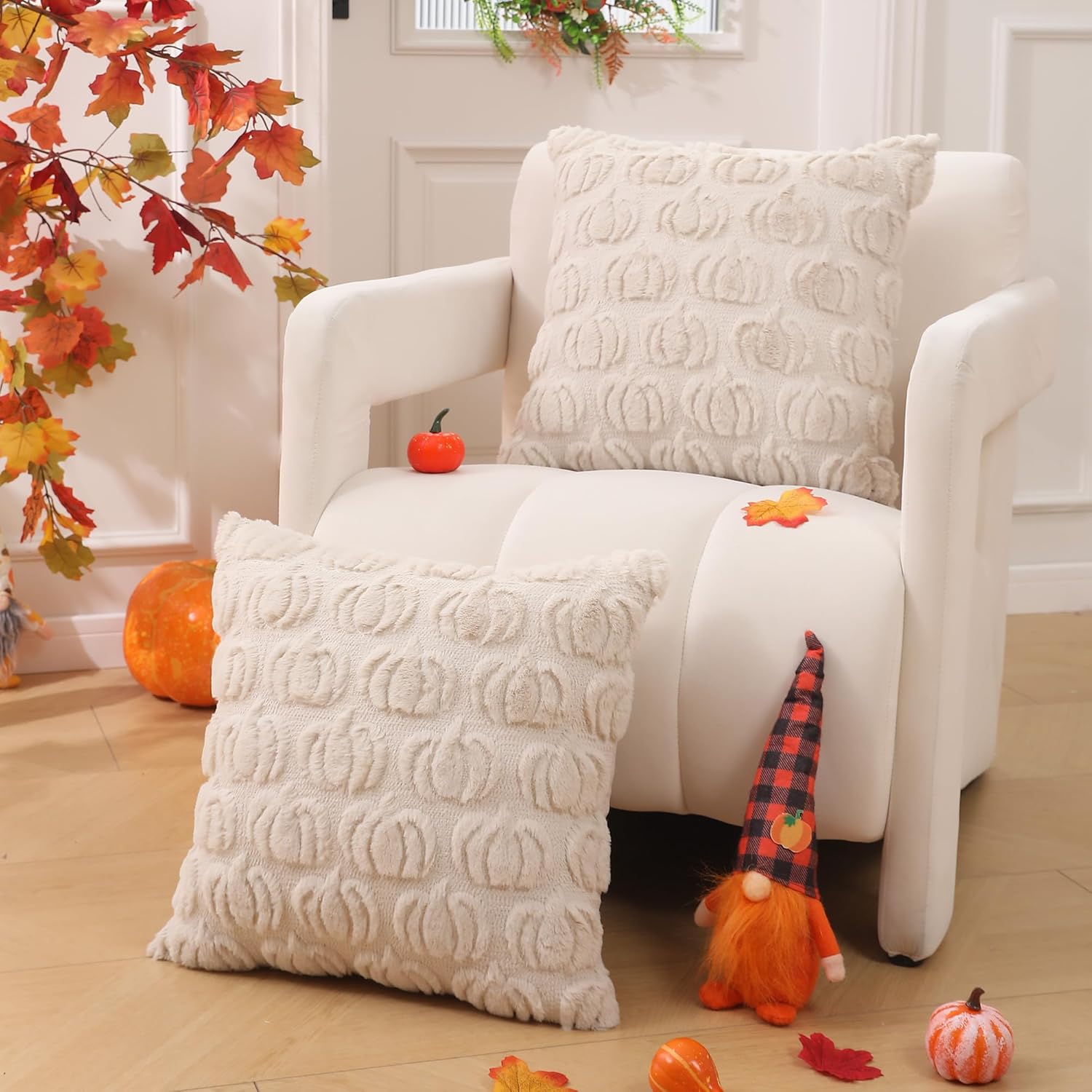 🍁Fall Decorations👻Soft Plush Fur Wool Throw Pillow Cases