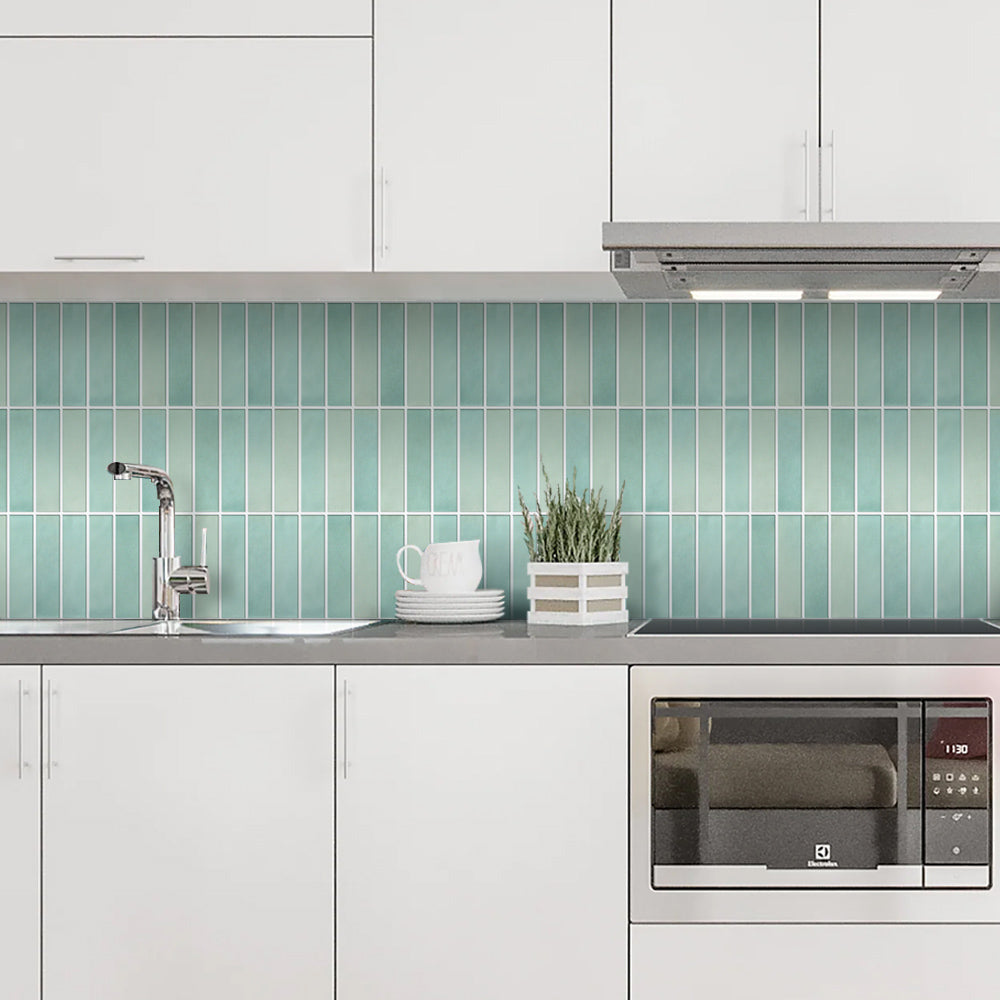 3D Light Green Gradient Linear Mosaic Peel and Stick Wall Tile