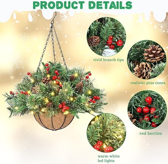 Artificial Christmas Hanging Basket(3 Types)