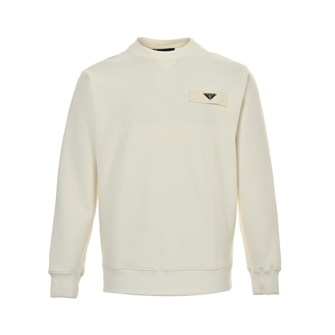 Prada 24Fw crew neck sweatshirt with side triangle logo