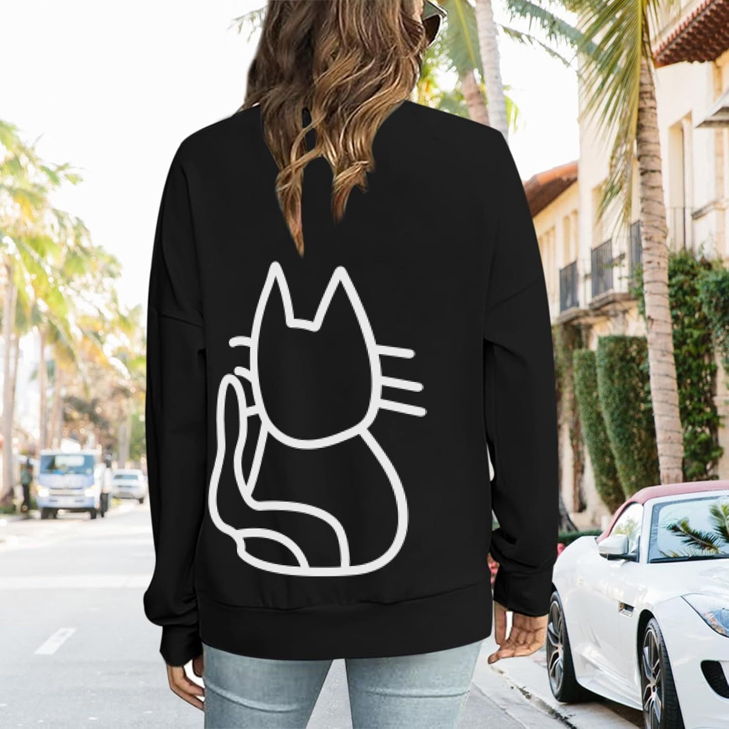 Plus Size Terry Round Neck Long Sleeve Sweater for Women