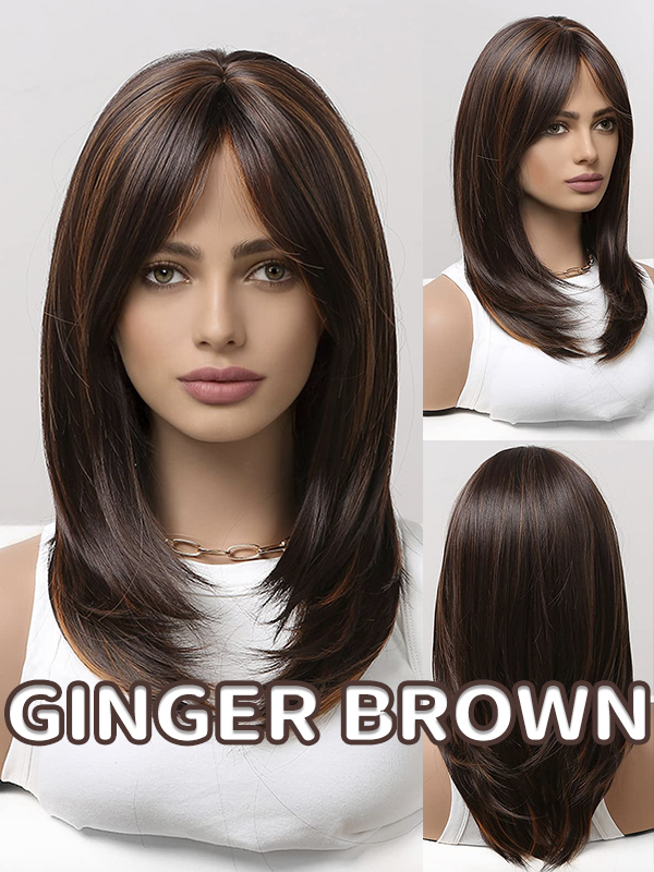 Layer Blended Curtain Bangs Wig