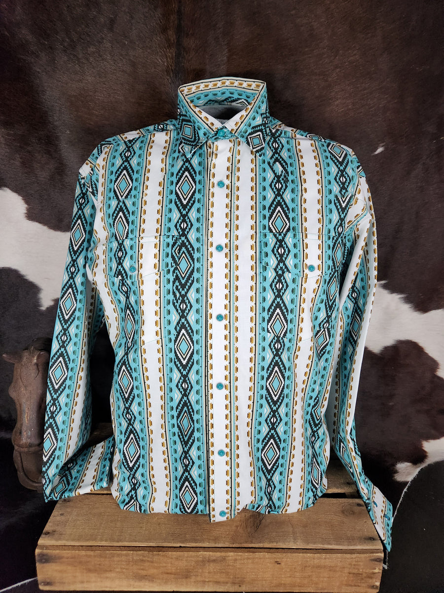 WRANGLER TURQUOISE CHECOTAH SHIRT