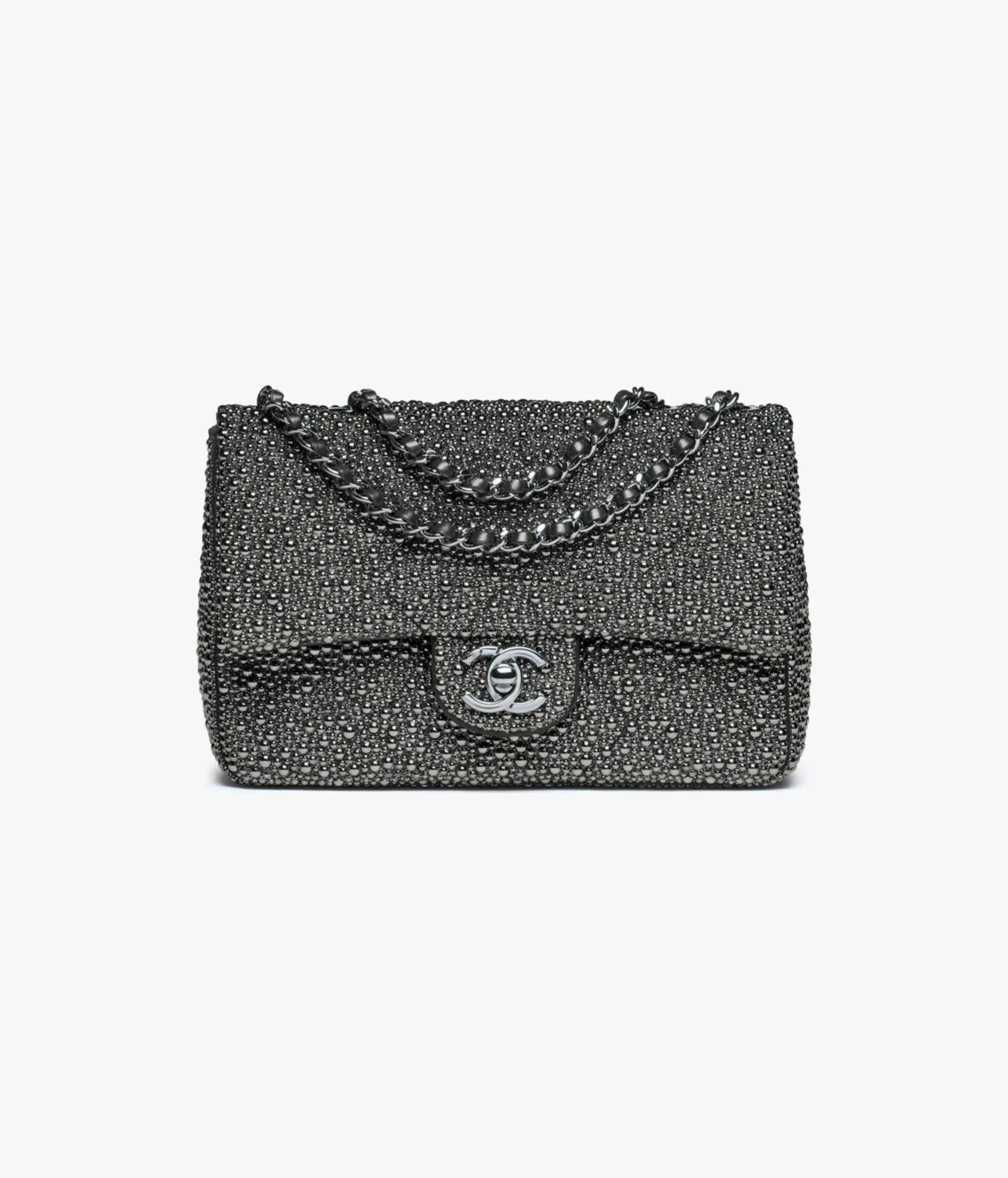 CHANEL Evening Bag Glass Pearls & Ruthenium-Finish Metal Dark Gray AS4297-B20007-NAFXL