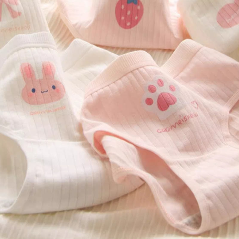 5 Pack Stripe Bunny Print Panty Set