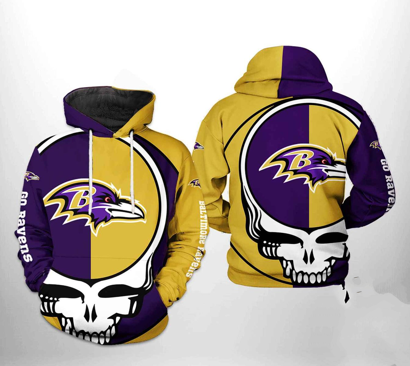 BALTIMORE RAVENS 3D HOODIE SKULL107