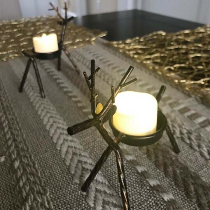Christmas Promotion-Set Of 2 Reindeer Tea Light Holders