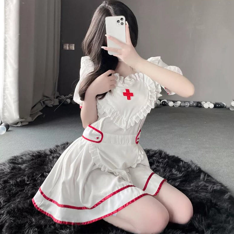 Cosplay Nurse Uniform Backless Lingerie Dress