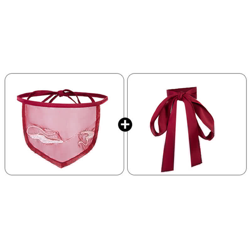Han Costume Vintage Embroidery See Through Split Lingerie Set
