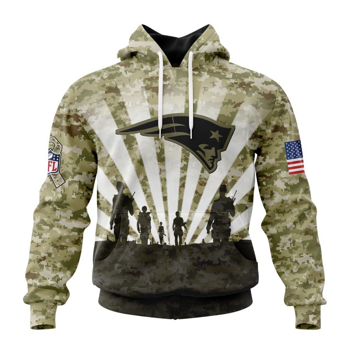 NEW ENGLAND PATRIOTS 3D HOODIE HONOR VETERANS