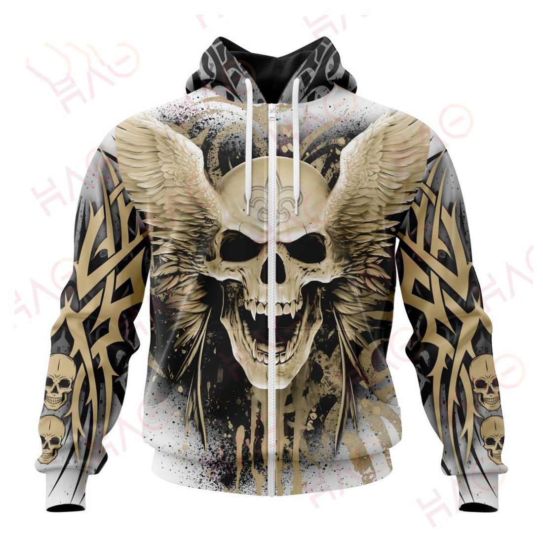 NEW ORLEANS SAINTS 3D HOODIE SKULL ART