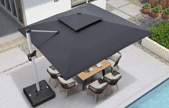 Sales Solar Powered LED Cantilever Patio Umbrella