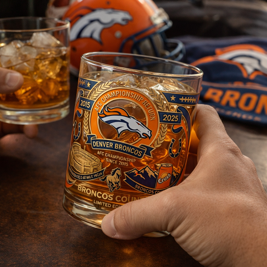 🥃Denver Broncos – AFC Championship Return Whiskey Glass